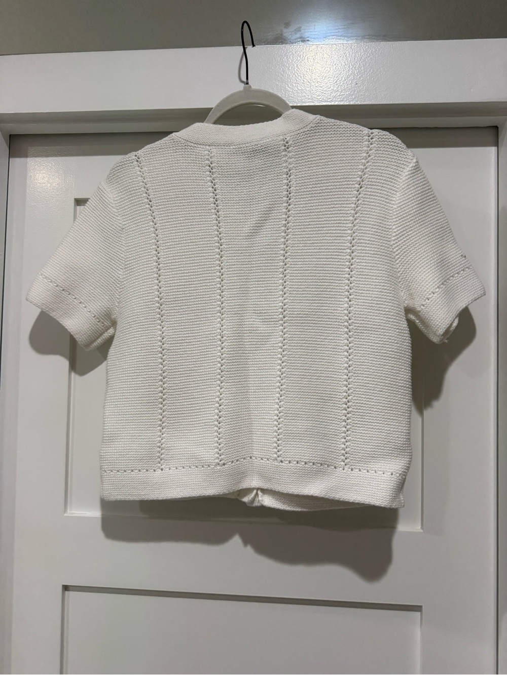 Loft White Short Sleeve Cardigan. Size Medium - Picture 5 of 7